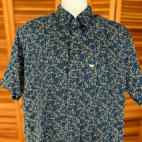 FRENCH CROWN MEN'S SZ 44 COTTON SS FLORAL DRESS SHIRT - Picture 2 of 10